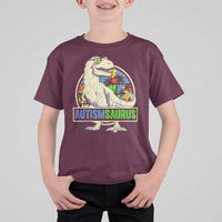 Funny Autism Awareness Dinosaur T Shirt For Kid Autismsaurus Puzzle Pieces