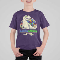 Funny Autism Awareness Dinosaur T Shirt For Kid Autismsaurus Puzzle Pieces