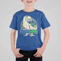 Funny Autism Awareness Dinosaur T Shirt For Kid Autismsaurus Puzzle Pieces