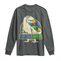 Funny Autism Awareness Dinosaur Long Sleeve Shirt Autismsaurus Puzzle Pieces