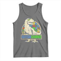 Funny Autism Awareness Dinosaur Tank Top Autismsaurus Puzzle Pieces