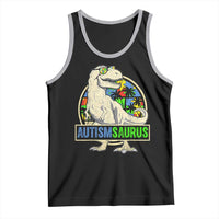 Funny Autism Awareness Dinosaur Tank Top Autismsaurus Puzzle Pieces