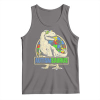Funny Autism Awareness Dinosaur Tank Top Autismsaurus Puzzle Pieces