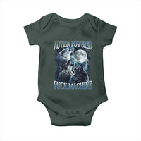 Funny Autism Powered Fuck Machine Baby Onesie Autism Quote Alpha Wolf