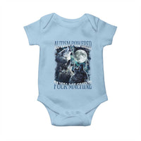 Funny Autism Powered Fuck Machine Baby Onesie Autism Quote Alpha Wolf