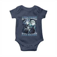 Funny Autism Powered Fuck Machine Baby Onesie Autism Quote Alpha Wolf
