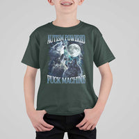 Funny Autism Powered Fuck Machine T Shirt For Kid Autism Quote Alpha Wolf