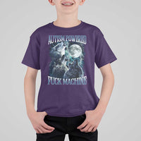 Funny Autism Powered Fuck Machine T Shirt For Kid Autism Quote Alpha Wolf