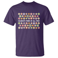 Funny Celebrate Minds Of All Kinds T Shirt Autism Awareness Retro Flower