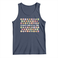 Funny Celebrate Minds Of All Kinds Tank Top Autism Awareness Retro Flower