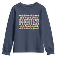 Funny Celebrate Minds Of All Kinds Youth Sweatshirt Autism Awareness Retro Flower