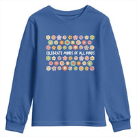 Funny Celebrate Minds Of All Kinds Youth Sweatshirt Autism Awareness Retro Flower