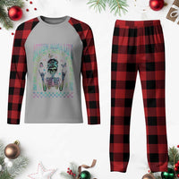 Funny Autism Mama Life Plaid Pajama Set Some Days I Rock It Some Days It Rock Me Autism Awareness Skeleton