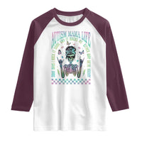 Funny Autism Mama Life Raglan Shirt Some Days I Rock It Some Days It Rock Me Autism Awareness Skeleton