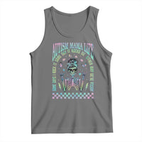 Funny Autism Mama Life Tank Top Some Days I Rock It Some Days It Rock Me Autism Awareness Skeleton