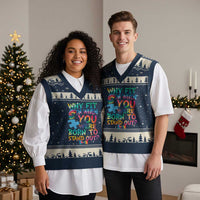 Funny Autism Awareness V-Neck Knit Sweater Vest Why Fit In When You Were Born To Stand Out Puzzle