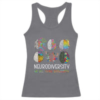Neurodiversity We All Think Differently Racerback Tank Top Brain Autism Awareness ASD ADHD