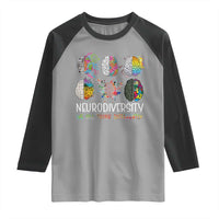 Neurodiversity We All Think Differently Raglan Shirt Brain Autism Awareness ASD ADHD