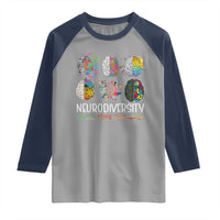 Neurodiversity We All Think Differently Raglan Shirt Brain Autism Awareness ASD ADHD