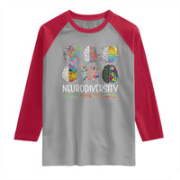Neurodiversity We All Think Differently Raglan Shirt Brain Autism Awareness ASD ADHD