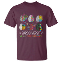 Neurodiversity We All Think Differently T Shirt Brain Autism Awareness ASD ADHD