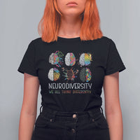 Neurodiversity We All Think Differently T Shirt For Women Brain Autism Awareness ASD ADHD