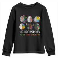 Neurodiversity We All Think Differently Youth Sweatshirt Brain Autism Awareness ASD ADHD