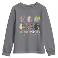 Neurodiversity We All Think Differently Youth Sweatshirt Brain Autism Awareness ASD ADHD
