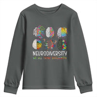 Neurodiversity We All Think Differently Youth Sweatshirt Brain Autism Awareness ASD ADHD