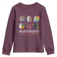 Neurodiversity We All Think Differently Youth Sweatshirt Brain Autism Awareness ASD ADHD
