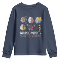 Neurodiversity We All Think Differently Youth Sweatshirt Brain Autism Awareness ASD ADHD