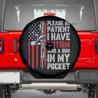 Funny Please Be Patient I Have Autism And A Gun In My Pocket Spare Tire Cover Autism Awareness Vintage American Flag