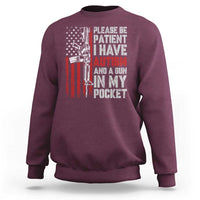 Funny Please Be Patient I Have Autism And A Gun In My Pocket Sweatshirt Autism Awareness Vintage American Flag
