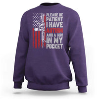 Funny Please Be Patient I Have Autism And A Gun In My Pocket Sweatshirt Autism Awareness Vintage American Flag