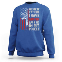 Funny Please Be Patient I Have Autism And A Gun In My Pocket Sweatshirt Autism Awareness Vintage American Flag
