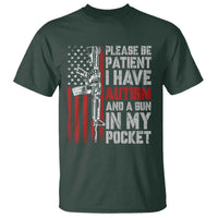 Funny Please Be Patient I Have Autism And A Gun In My Pocket T Shirt Autism Awareness Vintage American Flag
