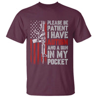 Funny Please Be Patient I Have Autism And A Gun In My Pocket T Shirt Autism Awareness Vintage American Flag