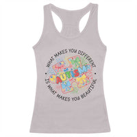 Funny Autism Awareness What Makes You Different Is What Makes You Beautiful Racerback Tank Top Coquette Puzzle