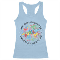 Funny Autism Awareness What Makes You Different Is What Makes You Beautiful Racerback Tank Top Coquette Puzzle