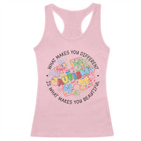 Funny Autism Awareness What Makes You Different Is What Makes You Beautiful Racerback Tank Top Coquette Puzzle