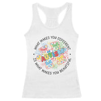 Funny Autism Awareness What Makes You Different Is What Makes You Beautiful Racerback Tank Top Coquette Puzzle