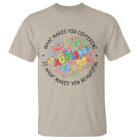 Funny Autism Awareness What Makes You Different Is What Makes You Beautiful T Shirt Coquette Puzzle