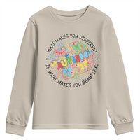 Funny Autism Awareness What Makes You Different Is What Makes You Beautiful Youth Sweatshirt Coquette Puzzle