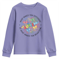 Funny Autism Awareness What Makes You Different Is What Makes You Beautiful Youth Sweatshirt Coquette Puzzle