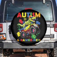 Funny Autism Awareness Dinosaur Spare Tire Cover Autism Arawrrness Monster Truck Puzzle Pieces