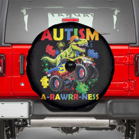 Funny Autism Awareness Dinosaur Spare Tire Cover Autism Arawrrness Monster Truck Puzzle Pieces