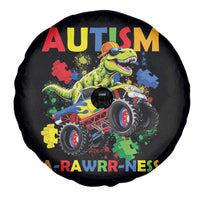 Funny Autism Awareness Dinosaur Spare Tire Cover Autism Arawrrness Monster Truck Puzzle Pieces