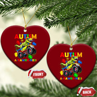 Funny Autism Awareness Dinosaur Ceramic Ornament Autism Arawrrness Monster Truck Puzzle Pieces