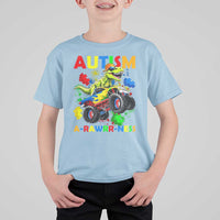 Funny Autism Awareness Dinosaur T Shirt For Kid Autism Arawrrness Monster Truck Puzzle Pieces