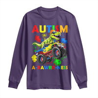 Funny Autism Awareness Dinosaur Long Sleeve Shirt Autism Arawrrness Monster Truck Puzzle Pieces